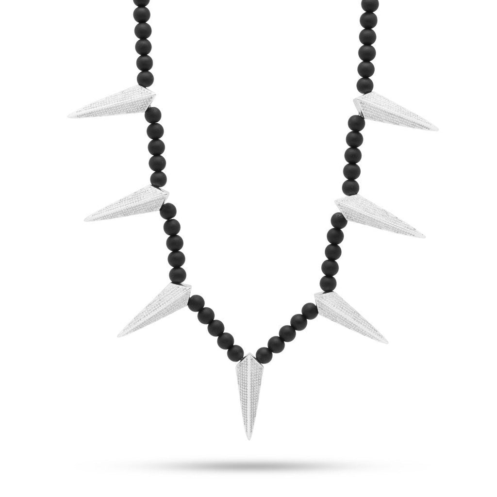 White Gold Onyx Wakanda Inspired Necklace NKX14101