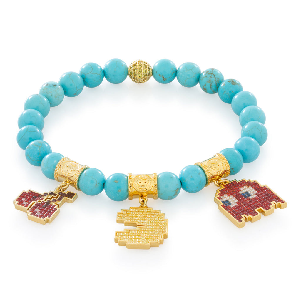 Gold Plated / 14K Gold / Stretch Pacman x King Ice - Blinky Beaded Bracelet