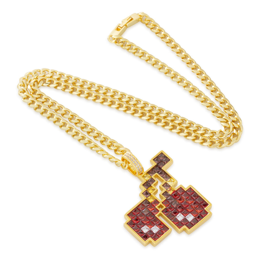Gold Plated / 14K Gold / 2" Pacman x King Ice | Cherries Necklace