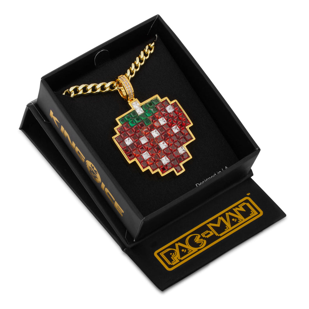 Gold Plated / 14K Gold / 2.1" Pacman x King Ice | Strawberry Necklace