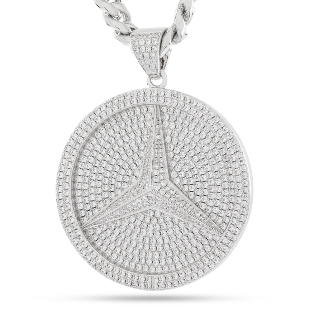 White Gold / 3.1" Paid in Full Medallion Necklace
