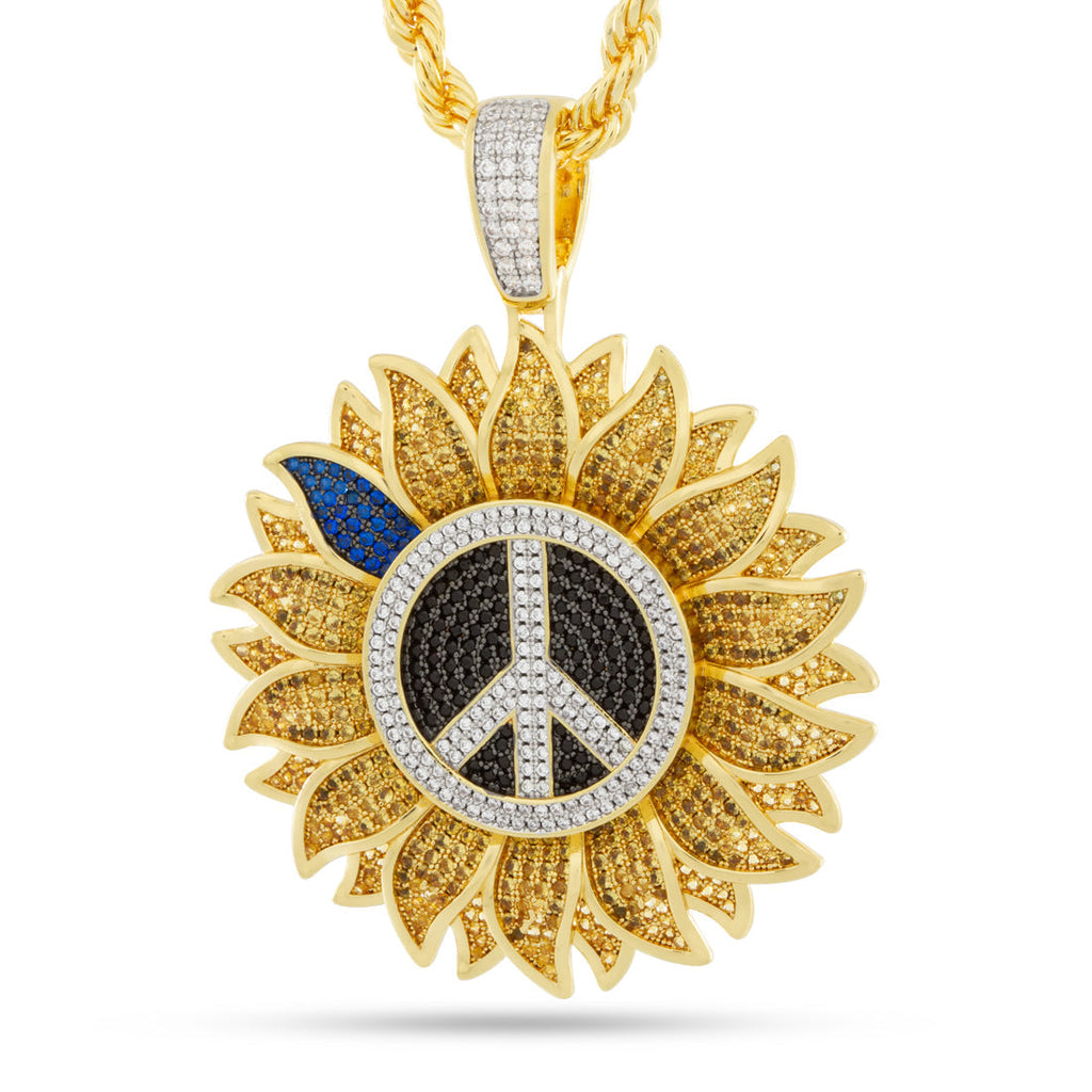 14K Gold / 2.4" Peace for Ukraine Necklace
