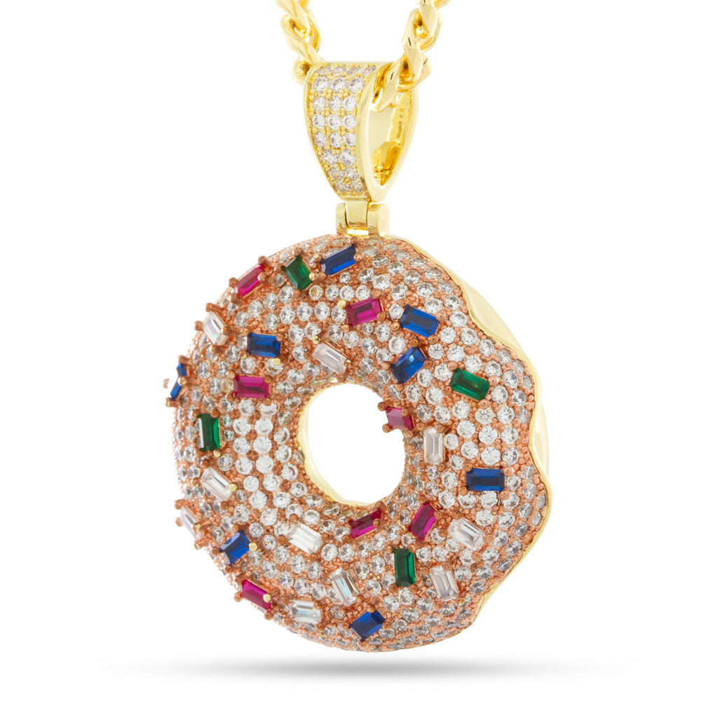 14K Gold / 1.5" Pink Donut Necklace