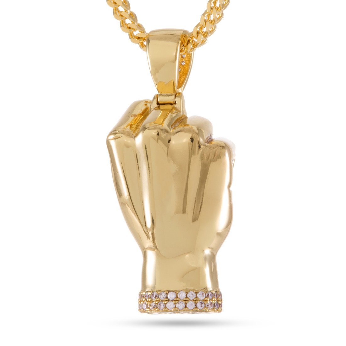 14K Gold / 1.8" Power Fist Necklace