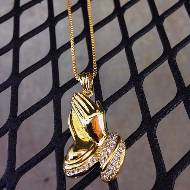 Micro Praying Hands Necklace