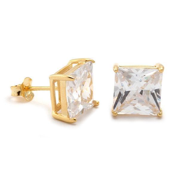 14K Square Cut Diamond Earring