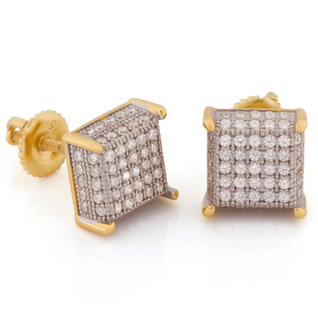 Sterling Silver / Two-Tone Prong Stud Earrings ERX12301-Gold