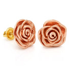 Sterling Silver / Rose Gold Roses are Red Stud Earrings ERX15016