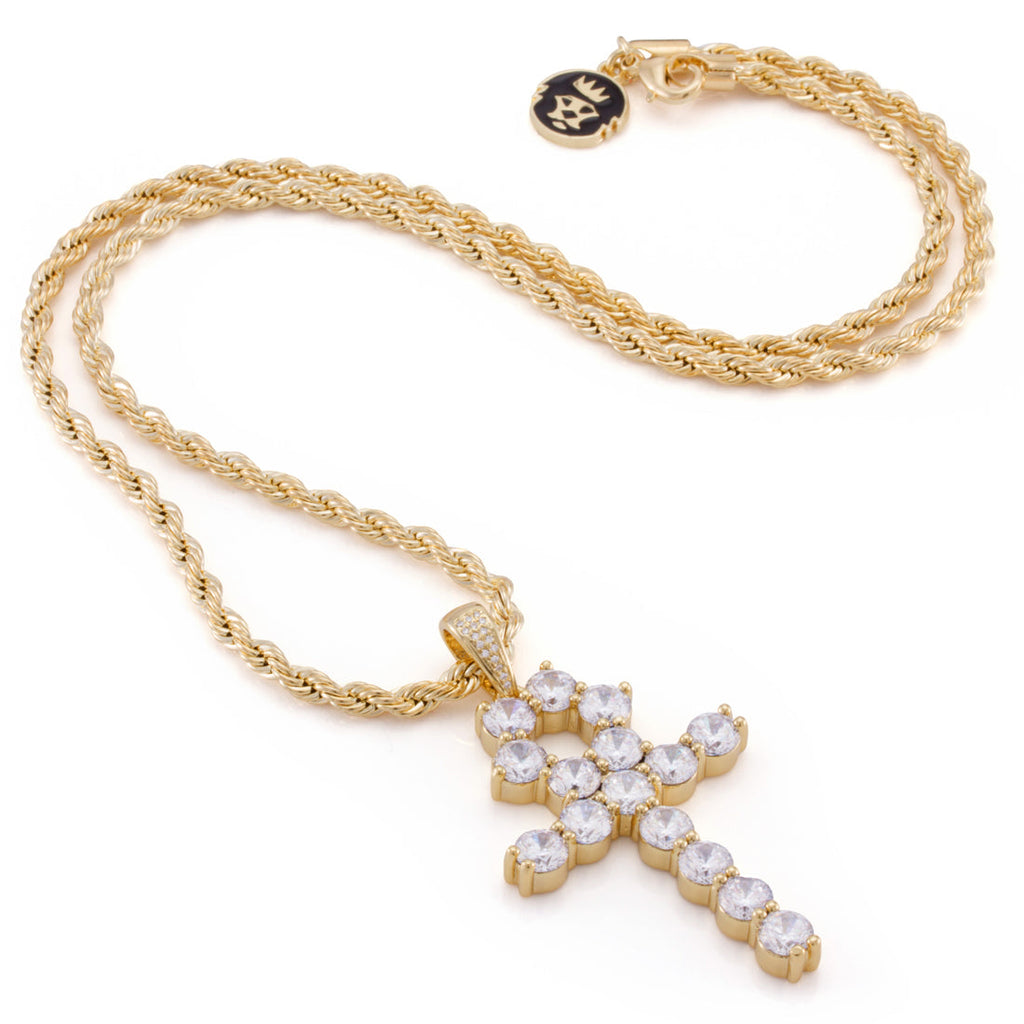 White Gold / M Round Bezel Ankh Necklace