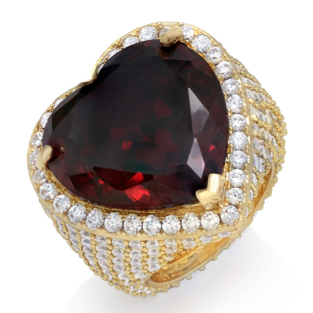14K Gold / 7 Ruby Heart Ring RGX14229-Red-Gold-7