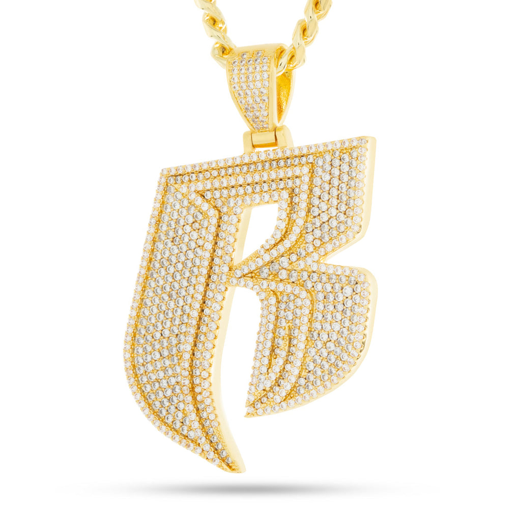 Gold Plated / 14K Gold / 2.3" Ruff Ryders Logo Necklace