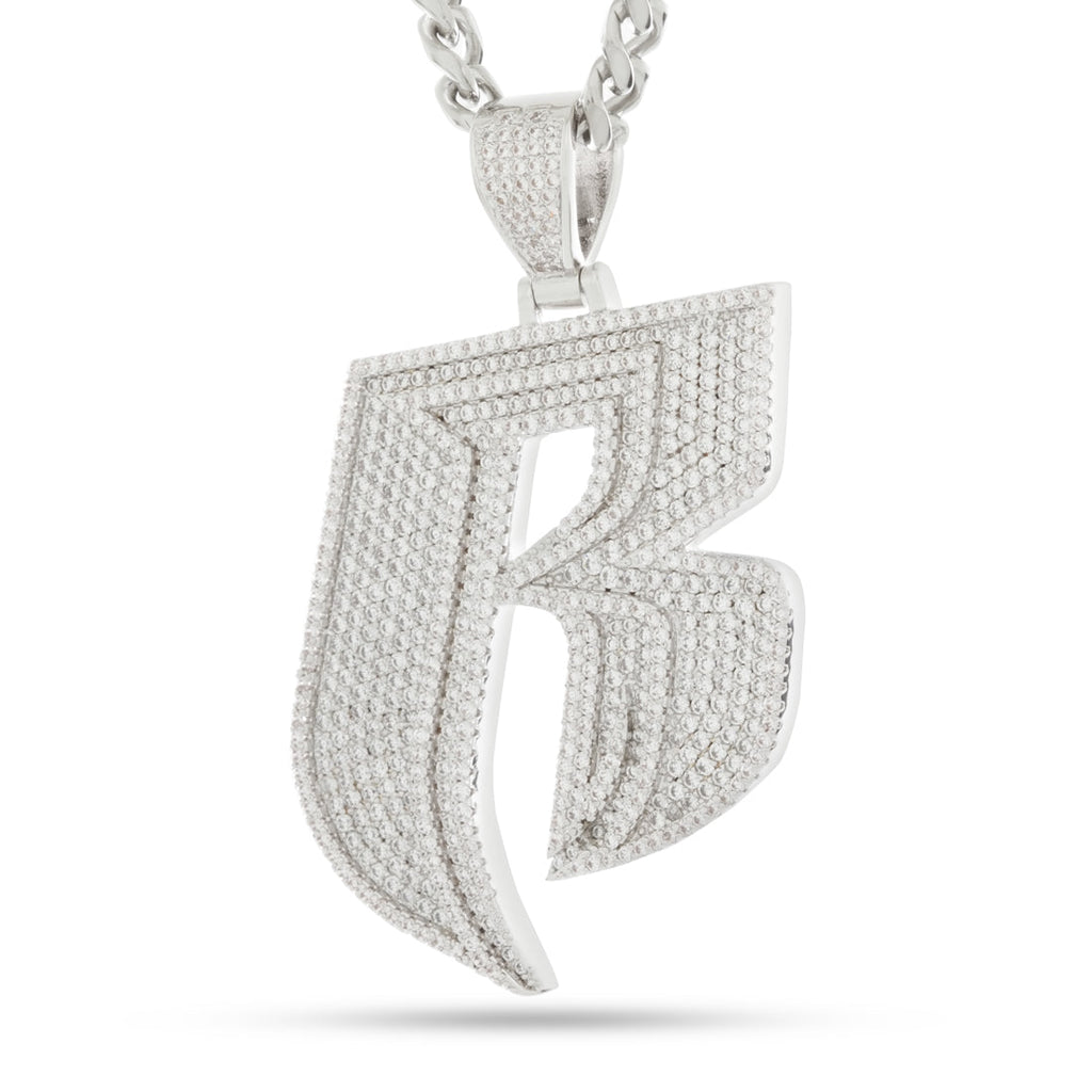Gold Plated / White Gold / 2.3" Ruff Ryders Logo Necklace