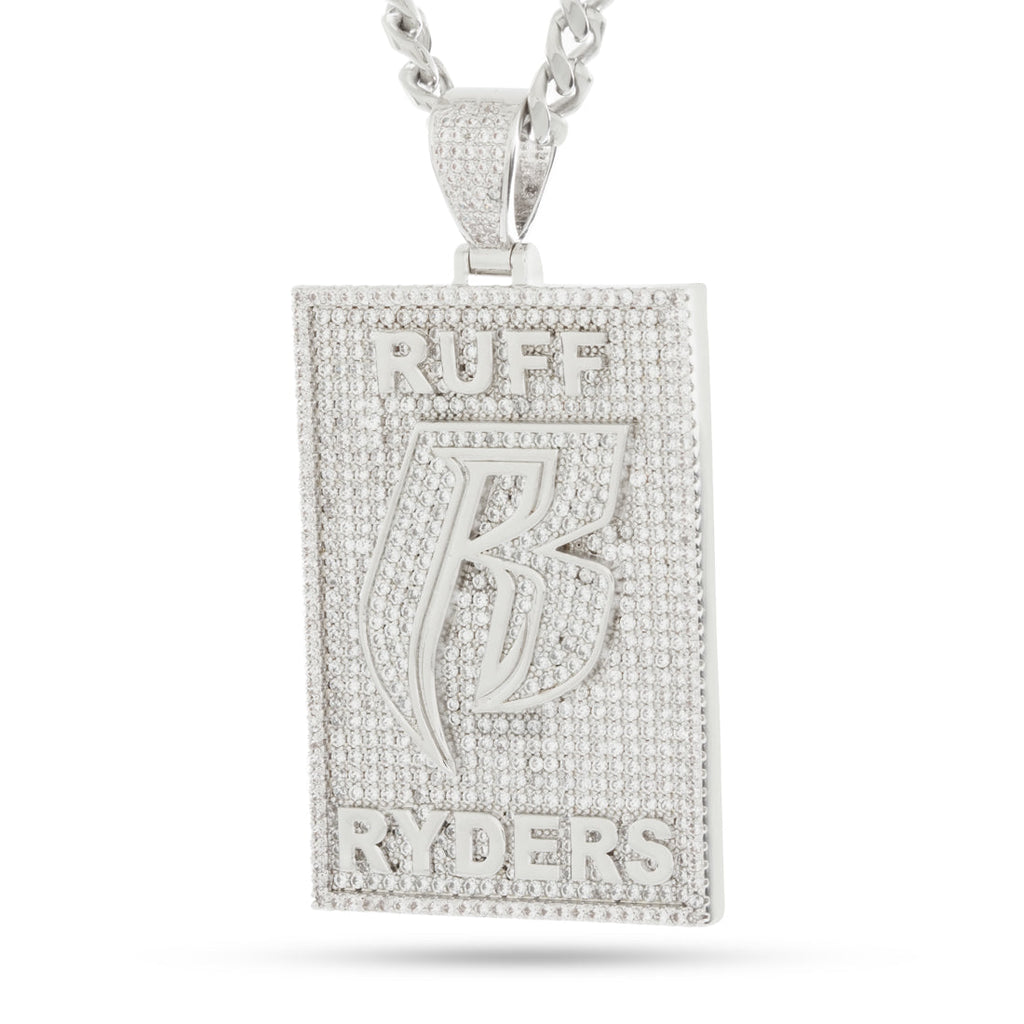 Gold Plated / White Gold / 2.5" Ruff Ryders x King ice - Dog Tag Logo Necklace