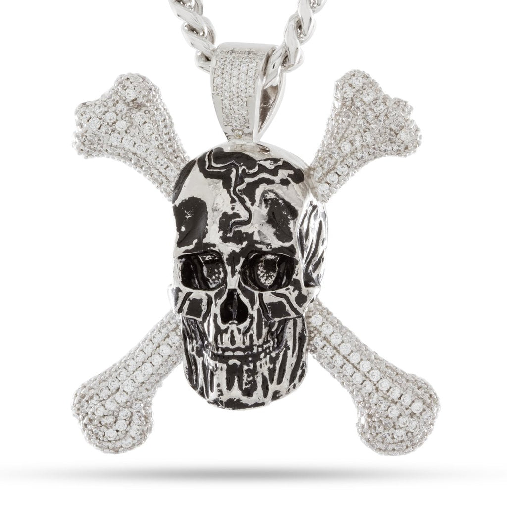 White Gold / L Skull and Crossbones Necklace NKX14342-SILVER