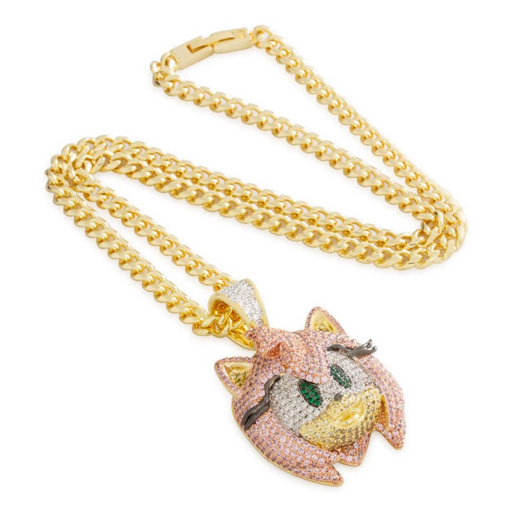 Gold Plated / 14K Gold / 2" Sonic the Hedgehog x King Ice - Amy Necklace