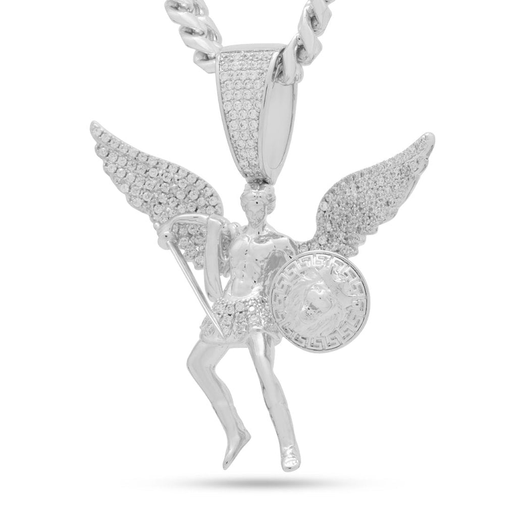 White Gold / XL St. Michael the Archangel Necklace NKX14158-L