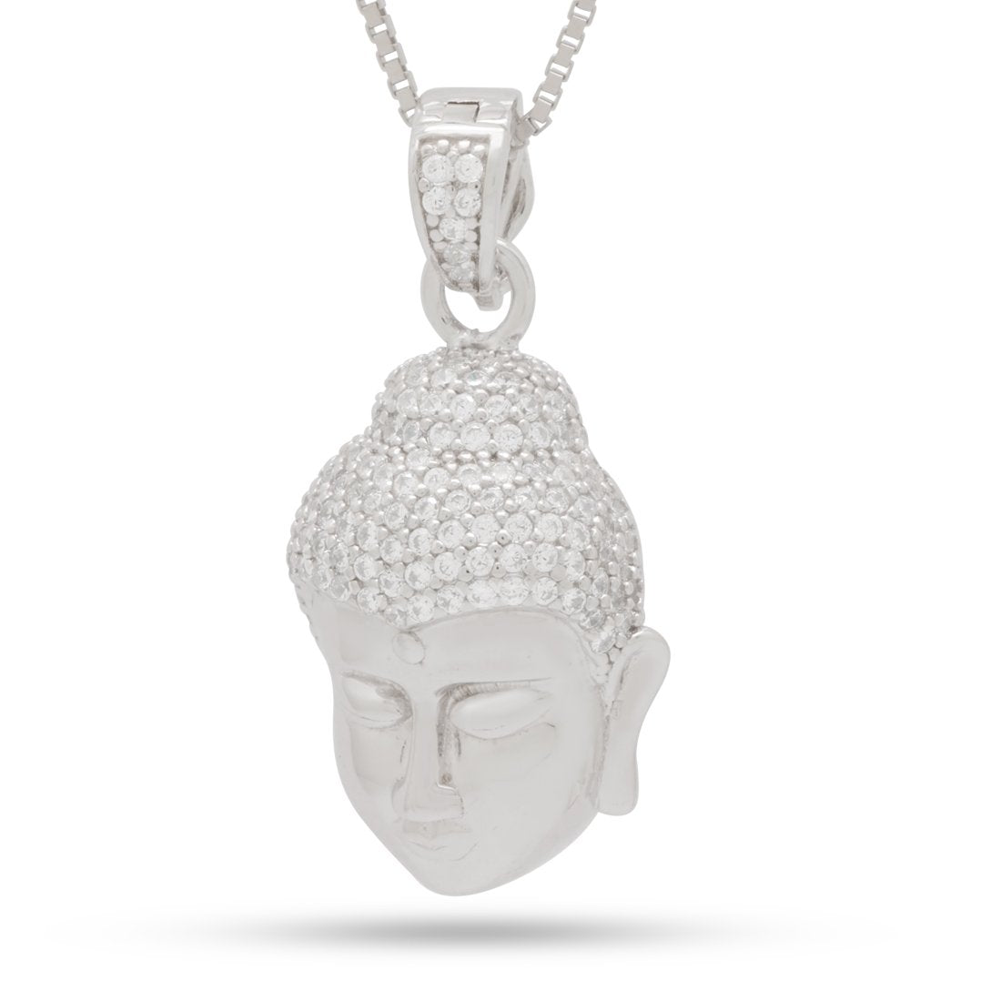 White Gold / S Sterling Silver Awake Buddha Necklace NKX14320-SILVER-sale