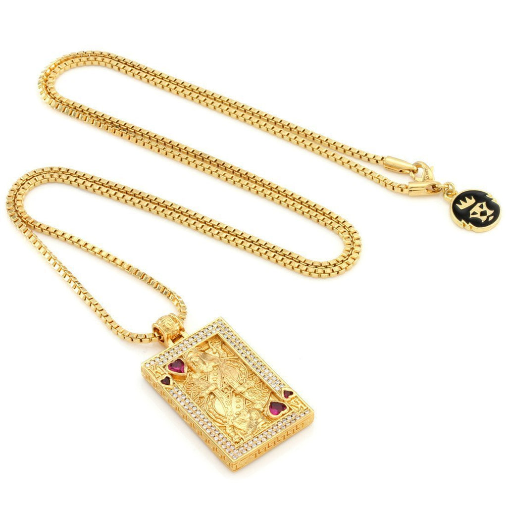 14K Gold / M Suicide King and Queen of Hearts Necklace NKX12014