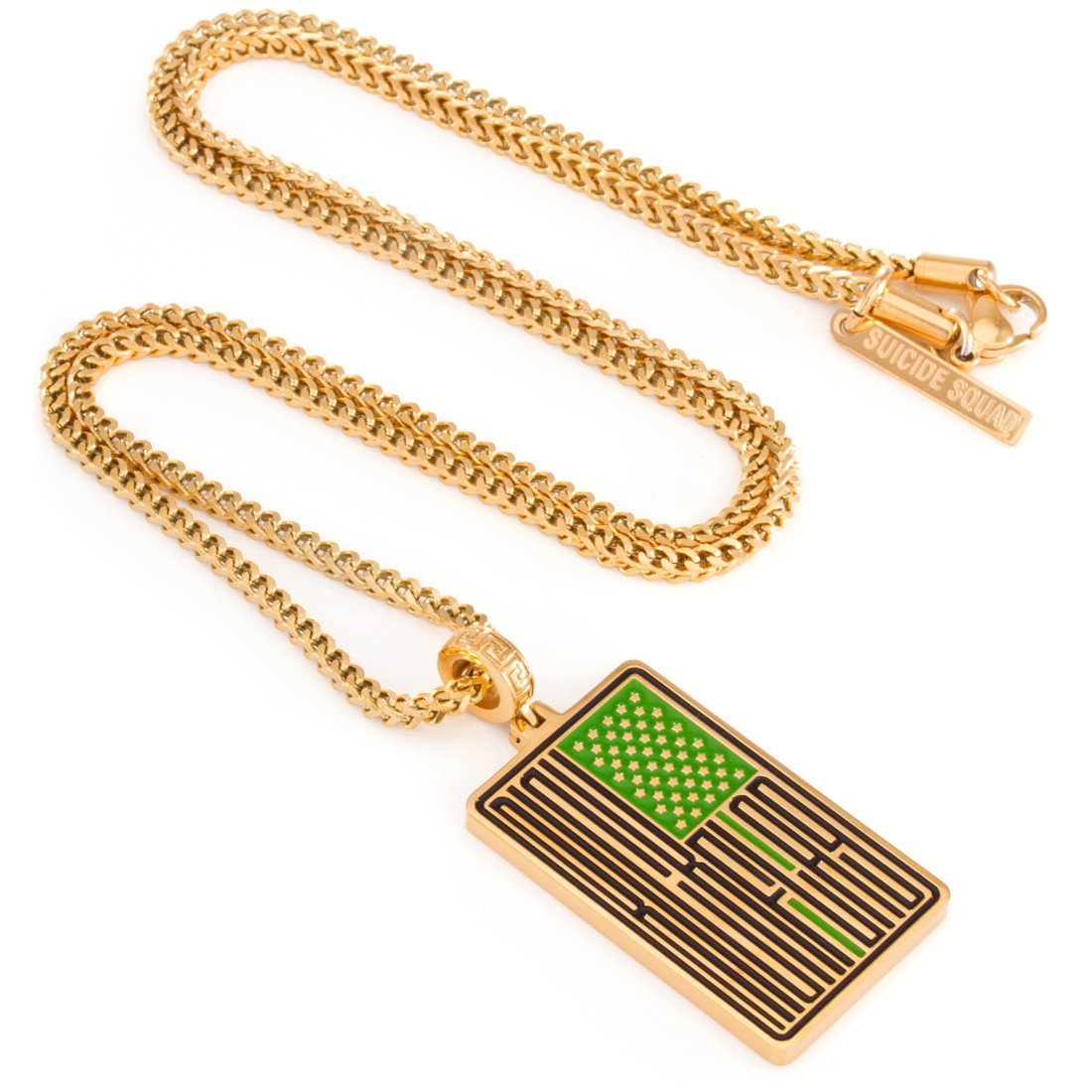 Default Title / 14K Gold Suicide Squad x KING ICE - Stainless Steel Rick Flag Emblem Necklace (Gold) NKX11925-Gold