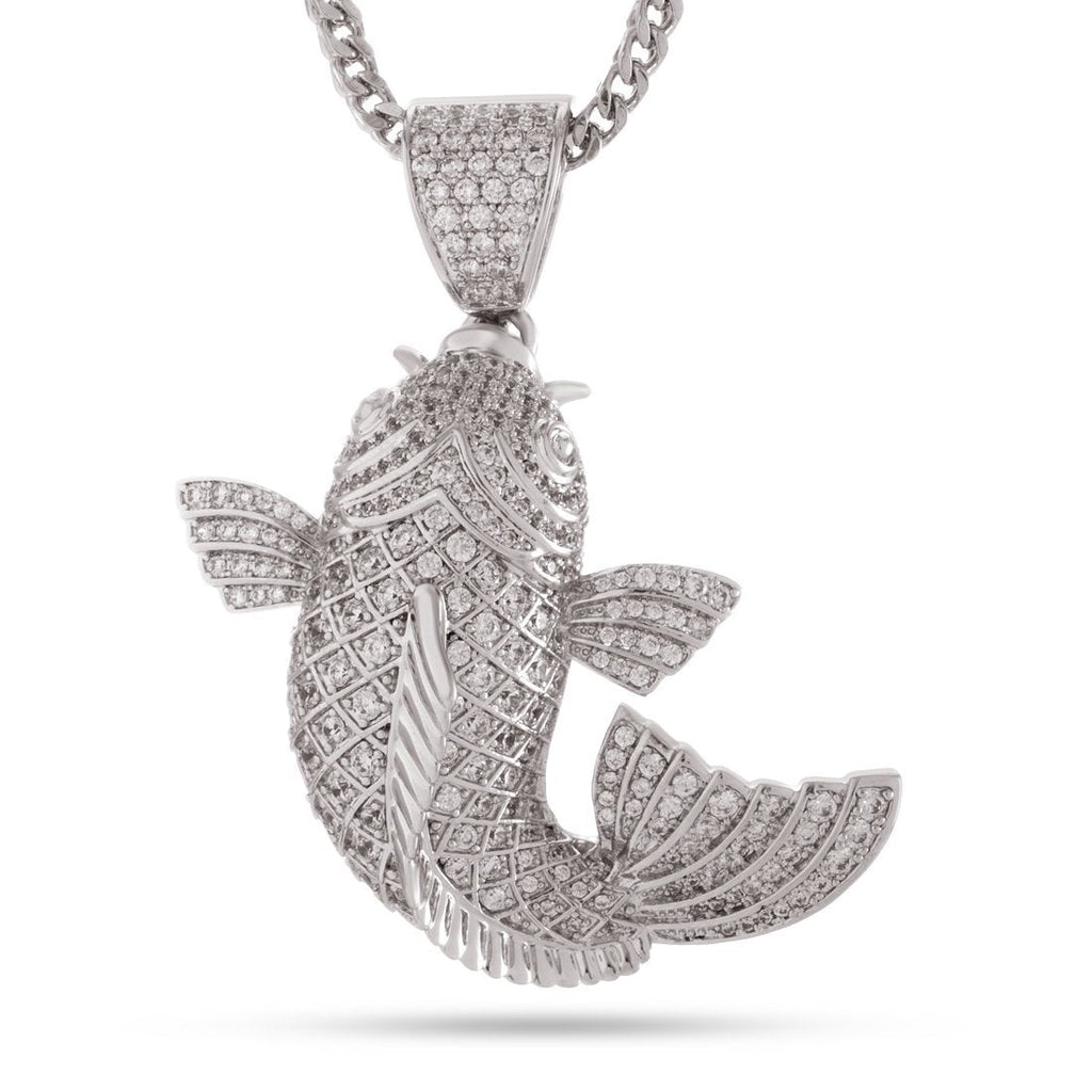 White Gold / M Utsurimono Koi Fish Necklace NKX12832-Silver