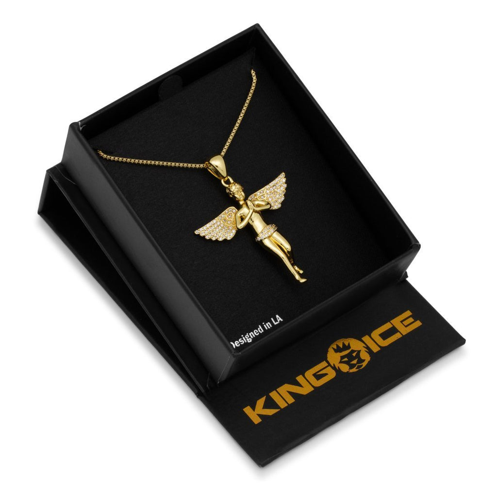 14K Gold / M Wings Spread Angel Necklace NKX10652
