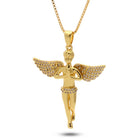 14K Gold / M Wings Spread Angel Necklace NKX10652