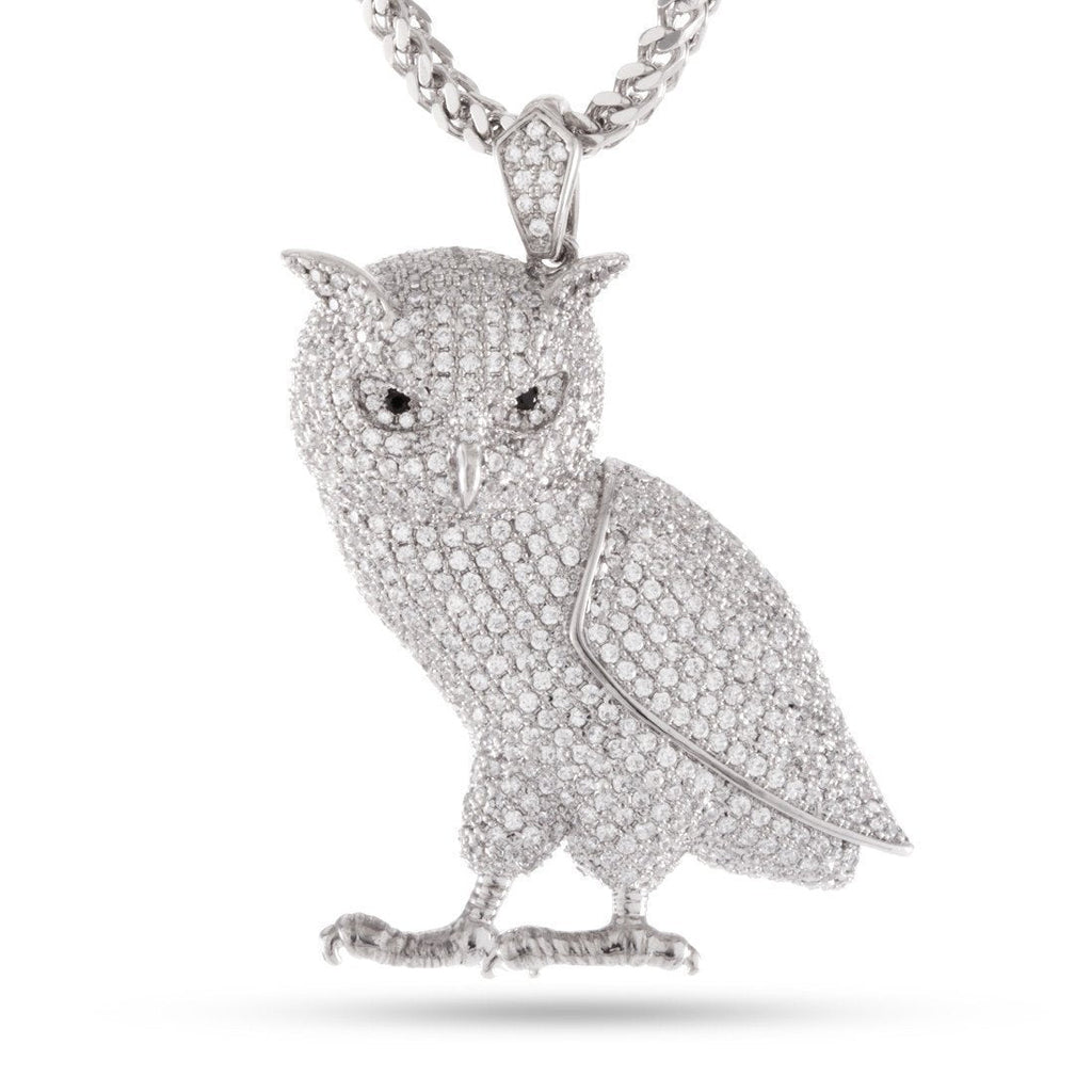 White Gold / M Wise Owl Necklace NKX12058-Silver