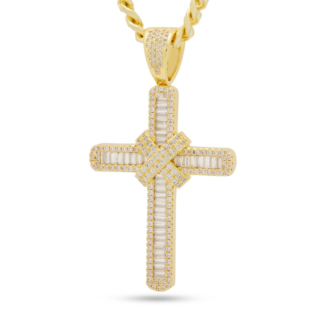 14K Gold / M Wrapped Cross Necklace NKX14334-Gold