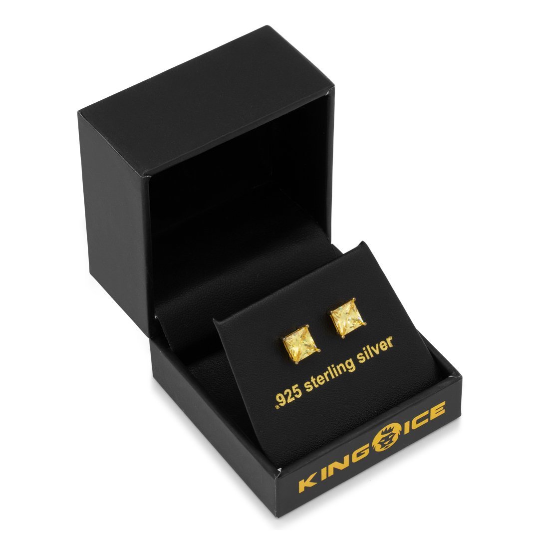 Sterling Silver / 14K Gold / 7mm Yellow Princess-Cut Stud Earrings ERX09293-7